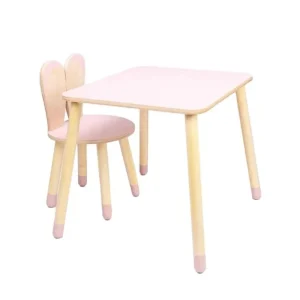 Møbelsett kaninstol med bord, rosa
