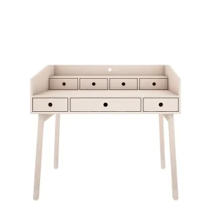 Woodluck, sand beige skrivebord med skuffer, River